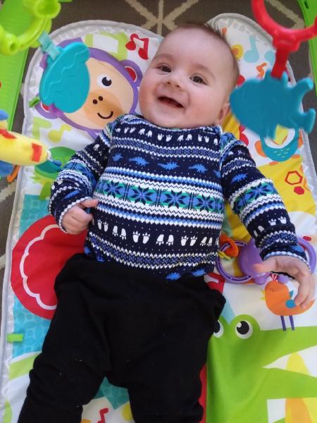 Mark happy on his first day at daycare