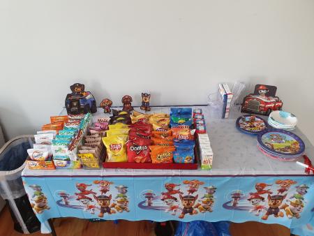 Snacks set up for the party