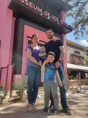 The whole family outside the Museum of Ice Cream