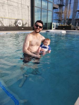 Paul with Mark enjoying the pool in Austin!