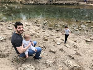 Paul and the boys exploring the river