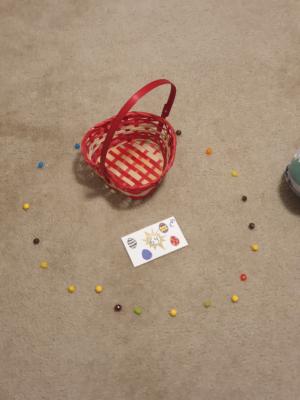 The Easter Bunny tells us there are 64 eggs to find