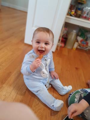 Mark gets in a little 'protein' during the Easter festivities