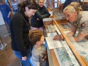 Max learns about Bryce Canyon National Park at the information center