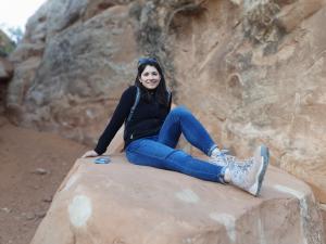 Tyren lounges on a rock in Bryce Canyon