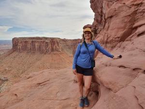 Grace hiking in Canyonlands National Park