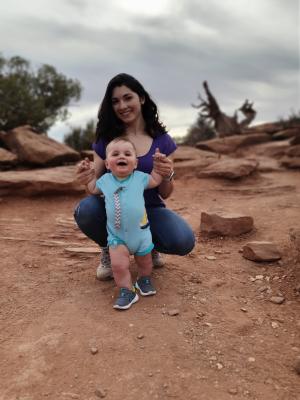 Mark is excited to get out of the ErgoBaby and practice his walking!