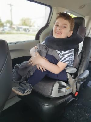 Max ready to go to the airport after a long trip