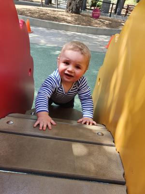 Mark couldn't walk yet, but he already loved climbing!