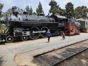 Glamma and Max exploring an old train