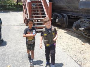 As usual, Max makes a new friend. As a Junior Ranger, it appears he is now qualified to give tours of Travel Town