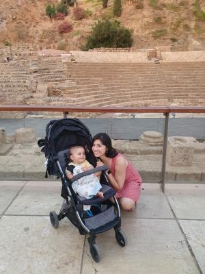 Tyren with Mark in front of an ancient Roman theater built in the 1st century BCE
