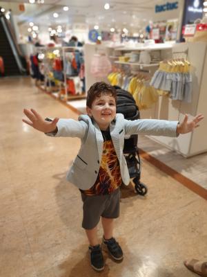 Max Trying on a possible new blazer for the wedding