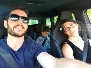 Loading up in the car for the road trip!