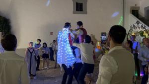 The bride and groom dancing at the reception