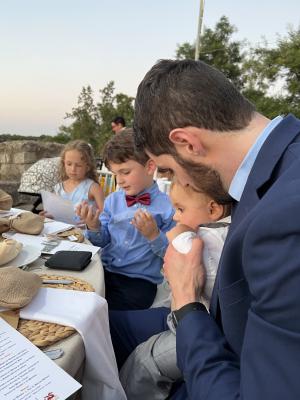 Paul with the boys at the reception dinner