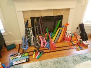 As part of the music theme, we had a bunch of inflatable musical instruments