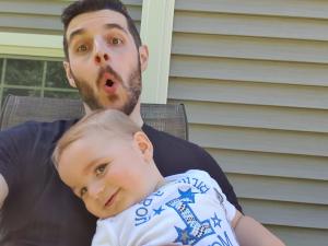 Bashful Mark and goofy Papa relax during the festivities