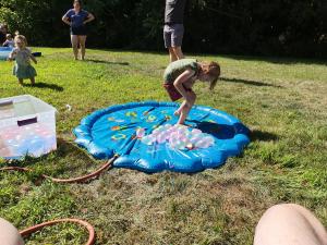 Valerie loading up on balloons for the water balloon fight