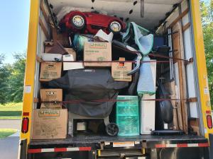 We had a *lot* of stuff. Not pictured: All the boxes filling *both* of our cars, and the cab of the truck.