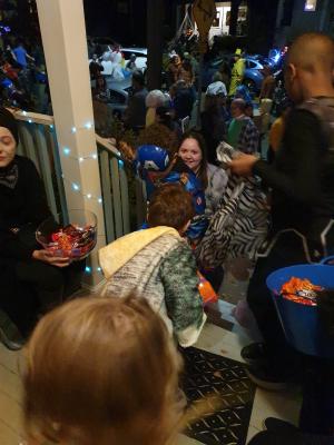 Max had so much fun handing out candy to all the trick-or-treaters!